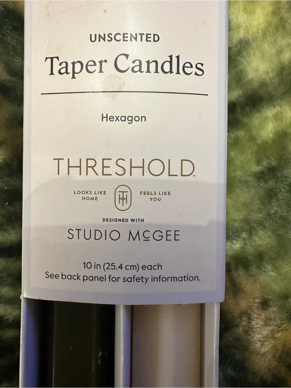 Threshold Olive Green & Cream Unscented Taper Candles (4 Pack)
